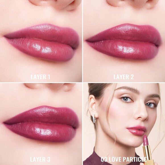 🆕 Metallic Shine Purple Lipstick Moisturizing Creamy Formula Vegan Lip Color - Picture 5 of 9